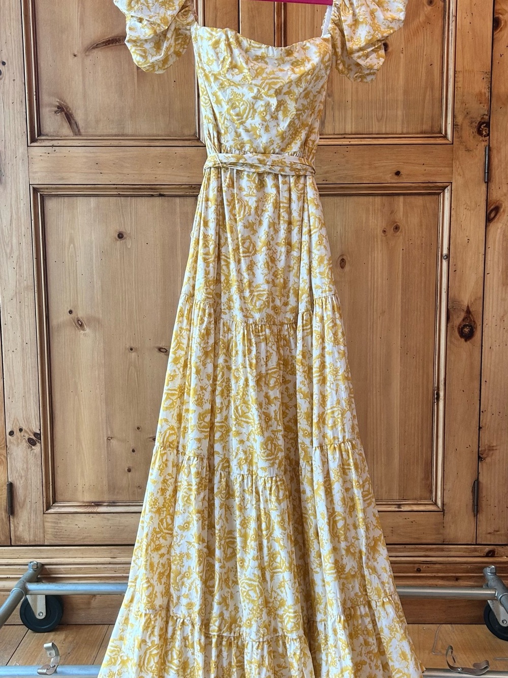 Aqua Yellow Floral Off-the-Shoulder Maxi Dress - Picture 4 of 7